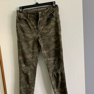 American Eagle Ripped Camo Skinny Jeans